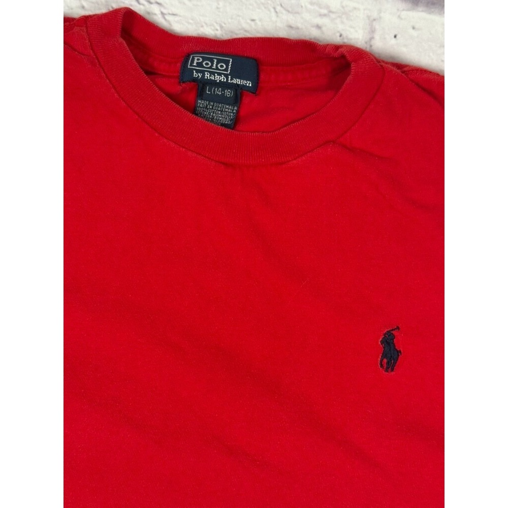 Polo Ralph Lauren Boys Red Crew Neck Short Sleeve T-Shirt L (14-16) 100% Cotton‎